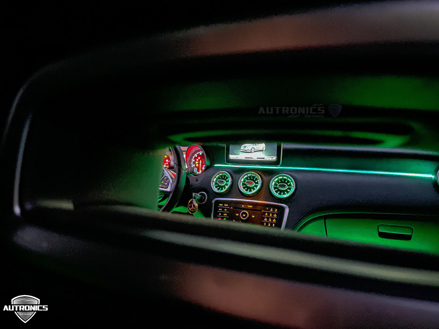 LED Ambientebeleuchtung Innenraum Set für Mercedes A-Klasse W176 / CLA C117 / GLA X156 / B-Klasse W246 RGB Lüftungsdüsen & Interieur Licht Kit App-Steuerung