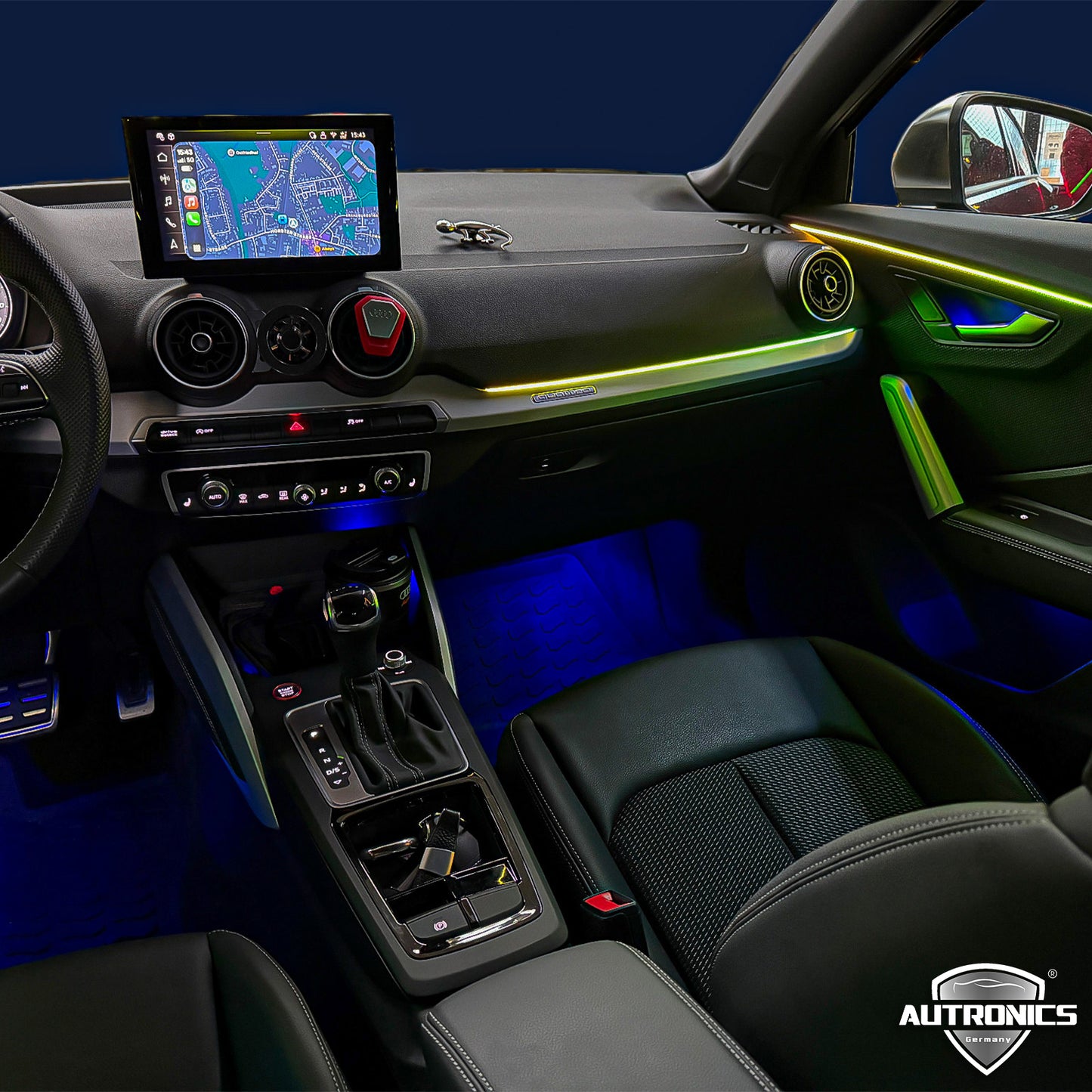 LED Ambientebeleuchtung Audi Q2 kaufen Komplettset RGB dynamisch mit Einbauleisten Innenraum Beleuchtung Nachrüstung Set