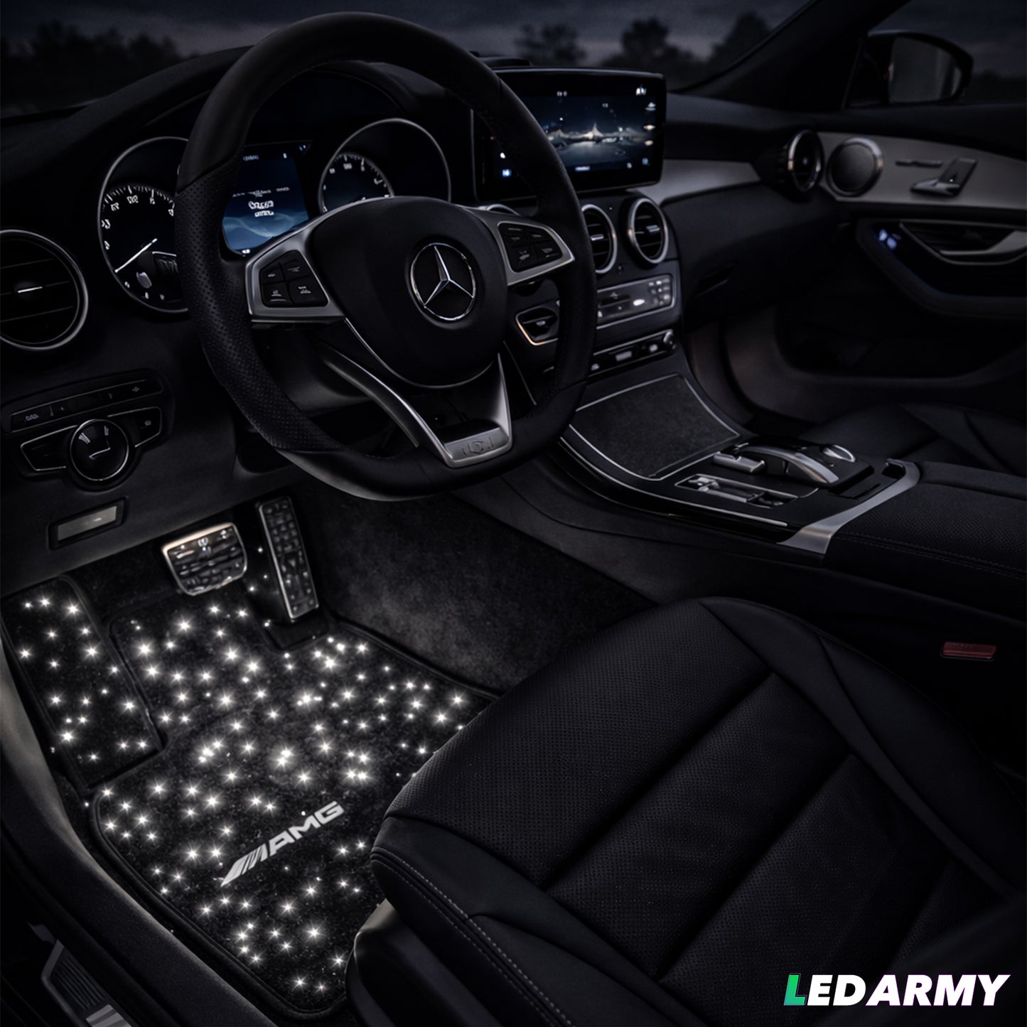 LED Auto Fußmatten RGB mit Sternenhimmel-Effekt Universelle LED Fußraumbeleuchtung für alle Fahrzeuge 64 Farben App- & Fernbedienung by Ledarmy