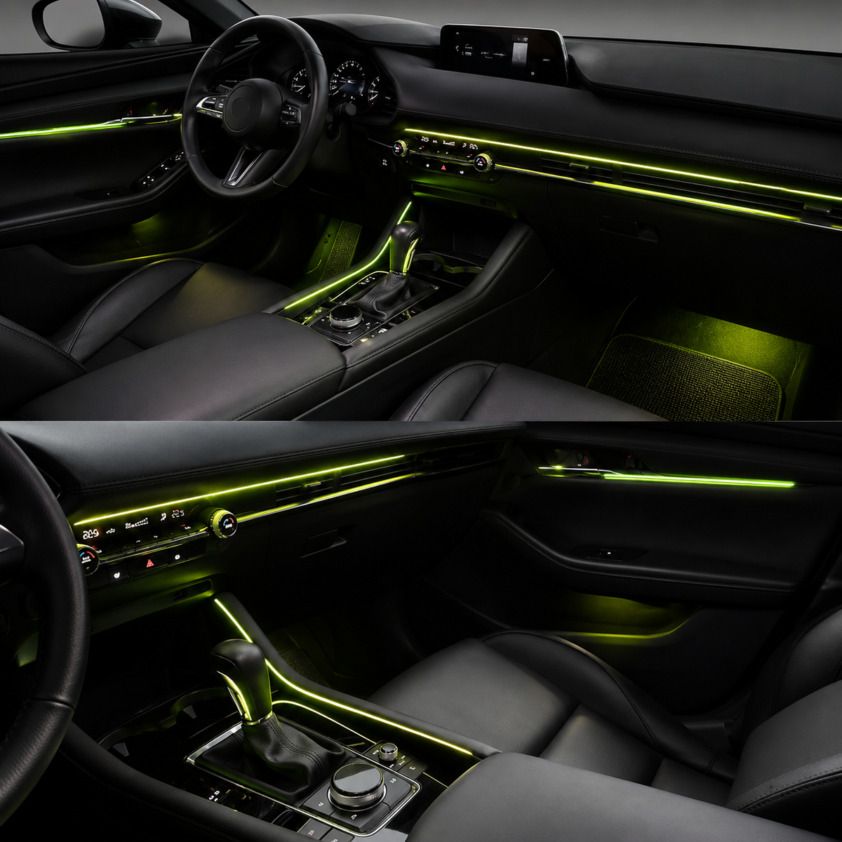 Ambientebeleuchtung 64 Farben Nachrüstset für Mazda 3 (2020–2022) RGB LED Innenraumbeleuchtung Armaturenbrett Türen Mittelkonsole & Fußraum