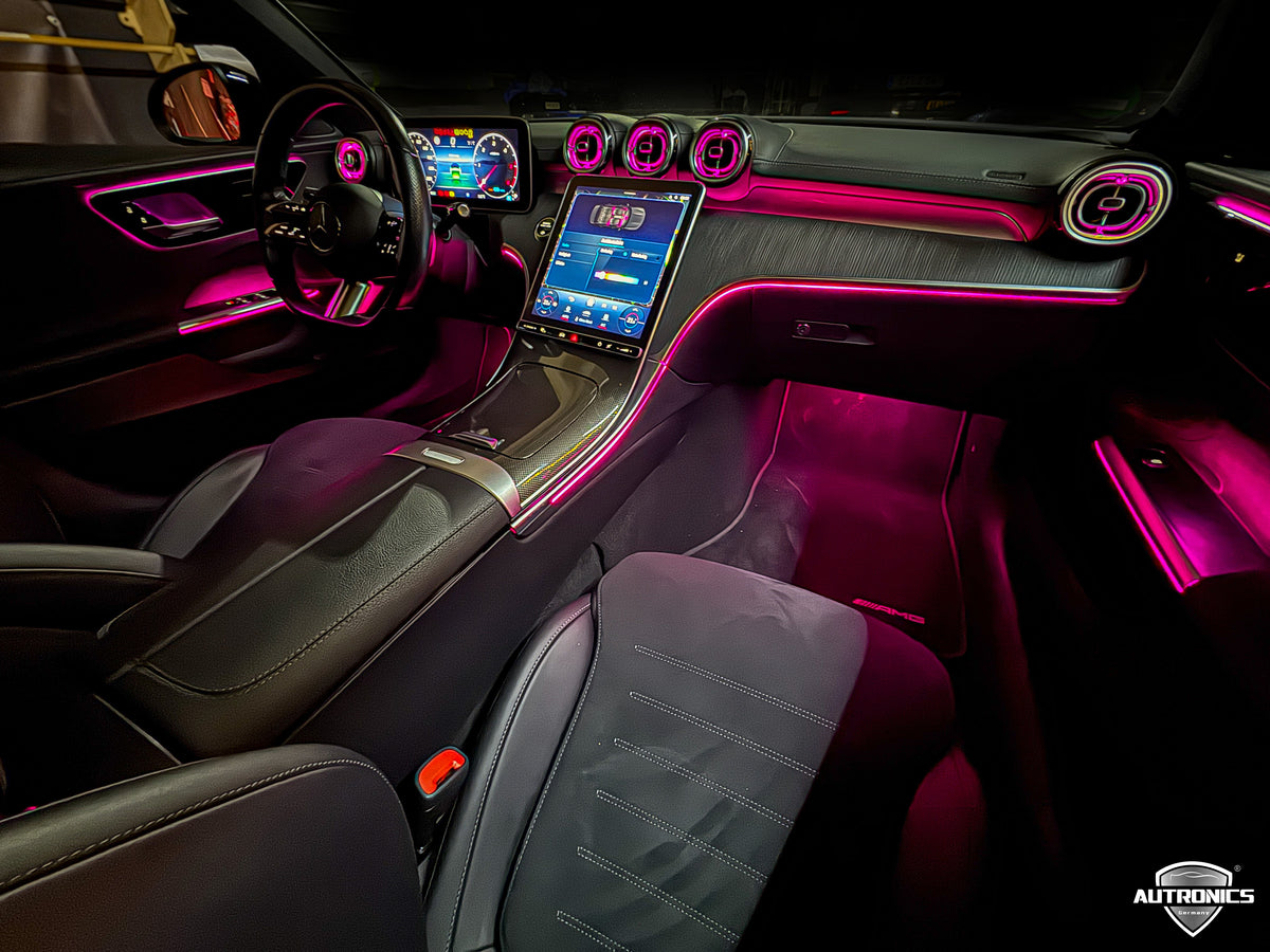 Ambientebeleuchtung Nachrüsten 8-teiliges LED Set mit beleuchteten Lüftungsdüsen Armaturenbrett für Mercedes-Benz C-Klasse W206 MBUX & App-Steuerung