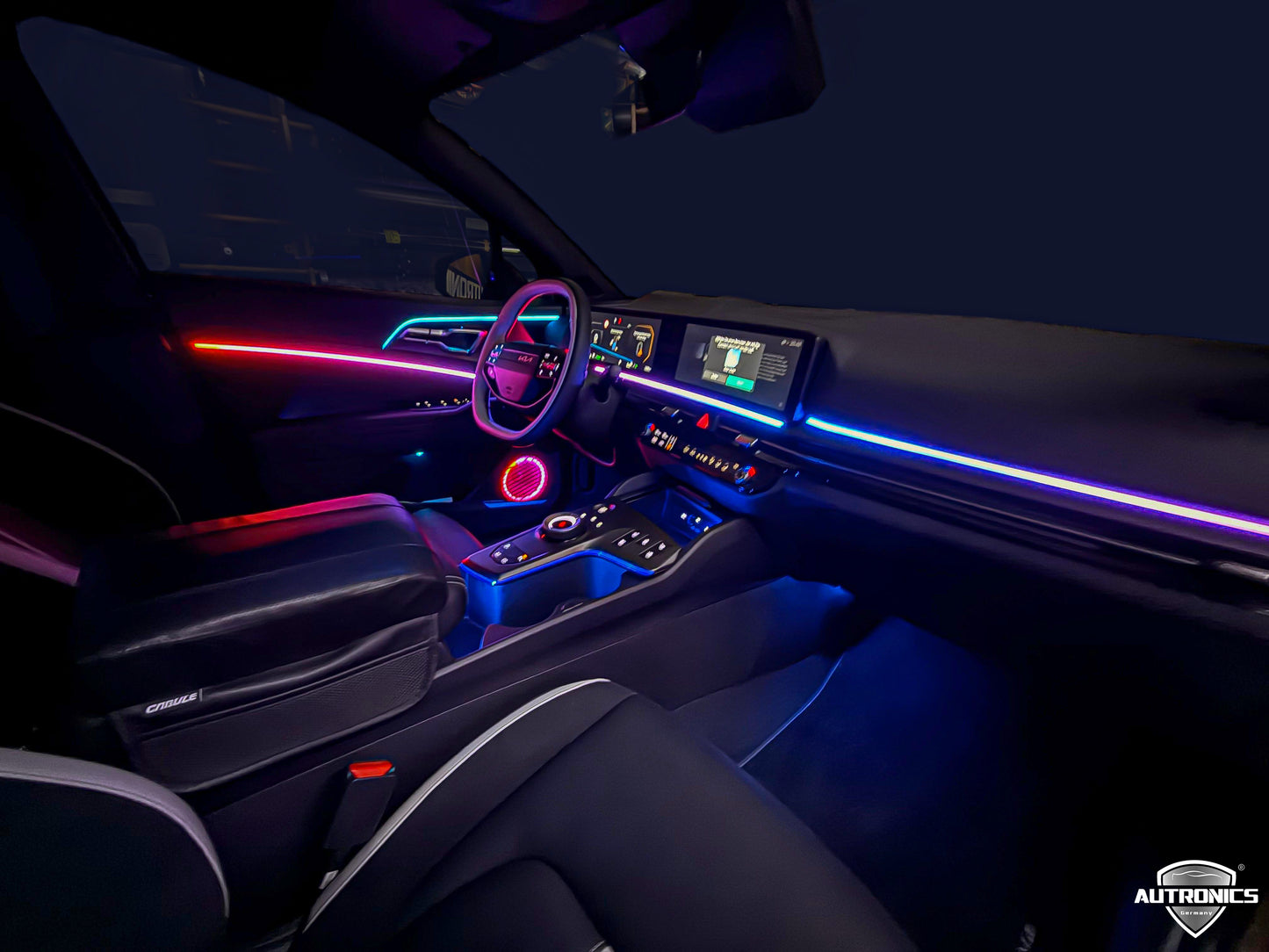 RGB LED Ambientebeleuchtung Auto Komplettset 22-Teiliges Innenraum Licht Kit mit App Steuerung & Montagezubehör Universal