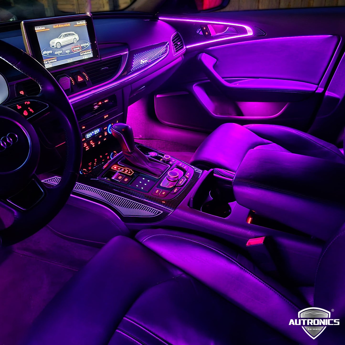 LED Ambientebeleuchtung Audi A6 C7 4G RGB dynamisches Komplettset mit Carbon Leisten