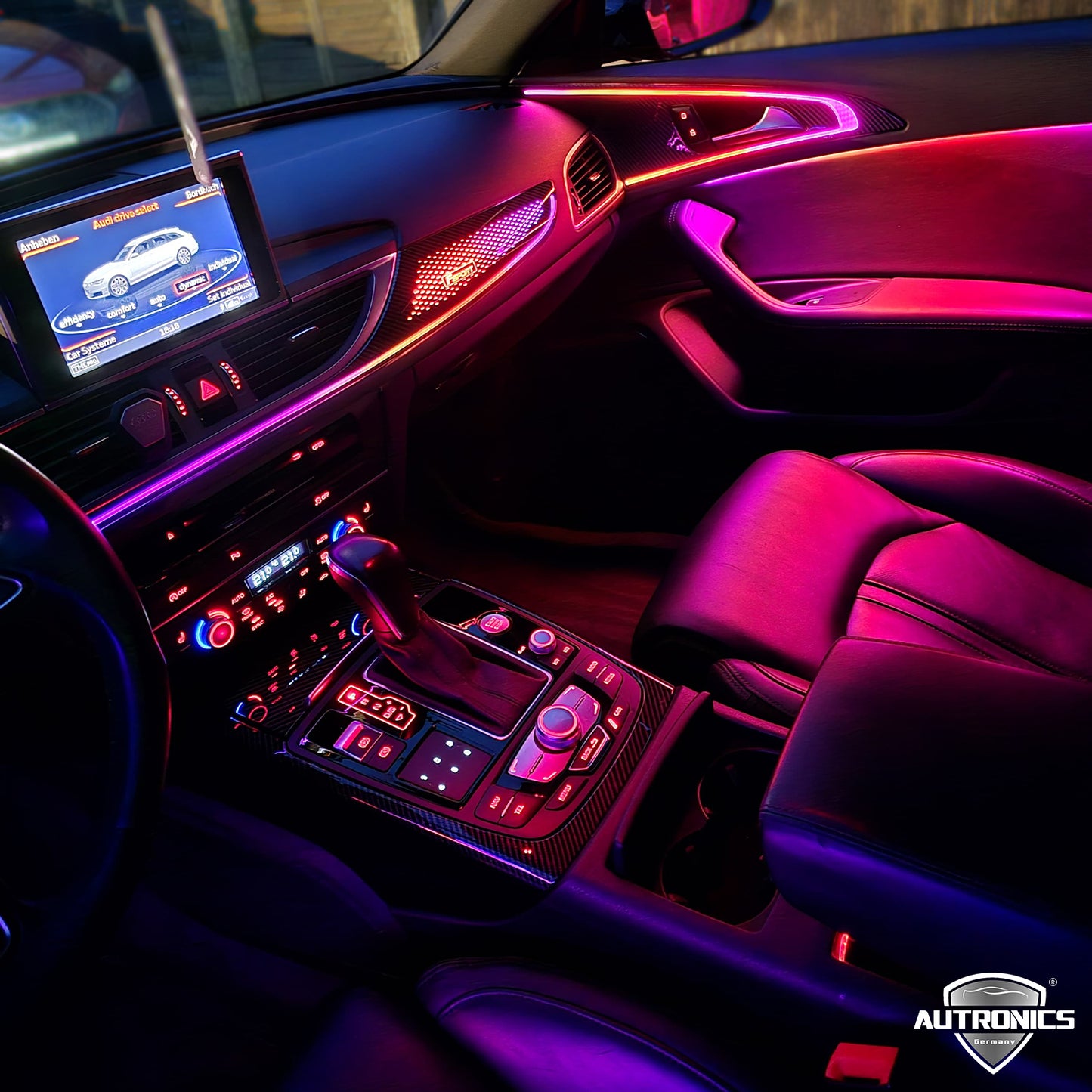 LED Ambientebeleuchtung Audi A6 C7 4G RGB dynamisches Komplettset mit Carbon Leisten