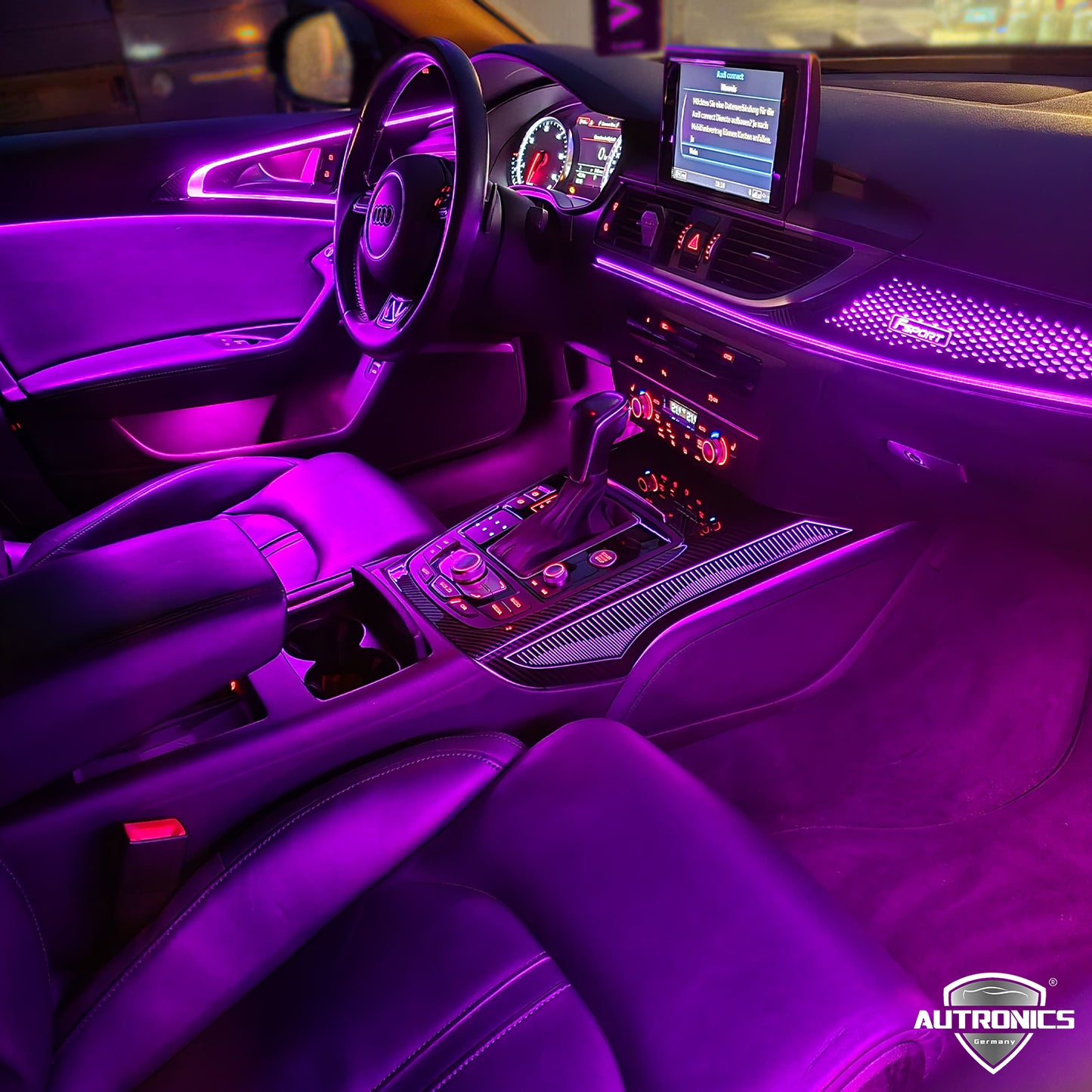 LED Ambientebeleuchtung Audi A6 C7 4G RGB dynamisches Komplettset mit Carbon Leisten