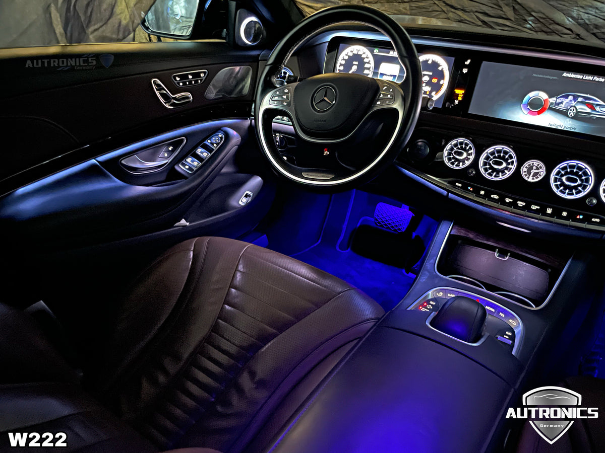 LED Lüftungsdüsen Ambientebeleuchtung für Mercedes-Benz S-Klasse W222 2018–2020 Luftdüsen 64 Farben vorne & hinten Komplett-Set