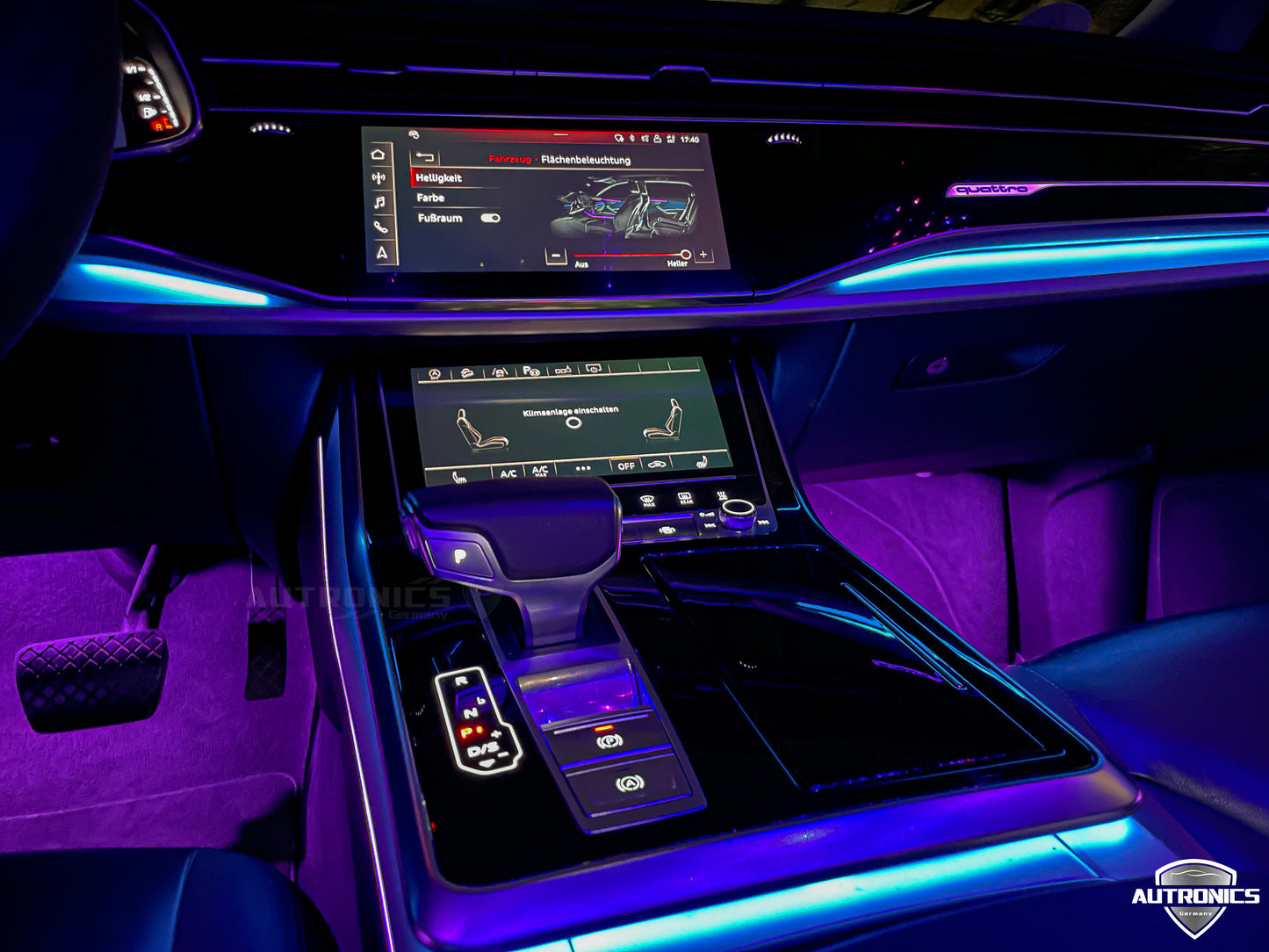 RGB LED Ambientebeleuchtung Nachrüstset mit integrierten LED Zierleisten für Audi Q8 ab 2019 Dynamische Rainbow Innenraumbeleuchtung mit App Steuerung & OEM Style Komplettset