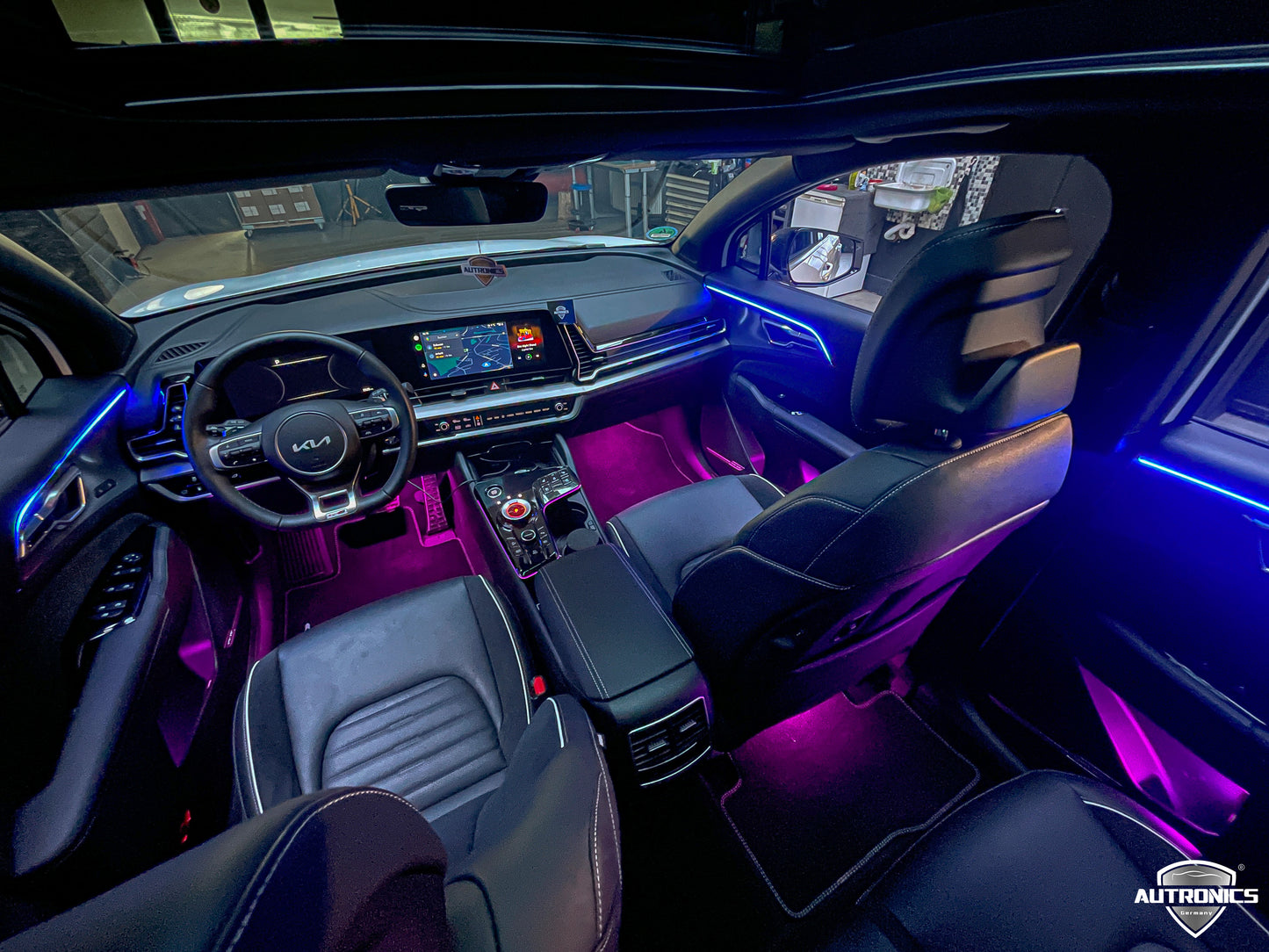 RGB LED Ambientebeleuchtung Auto Komplettset 22-Teiliges Innenraum Licht Kit mit App Steuerung & Montagezubehör Universal