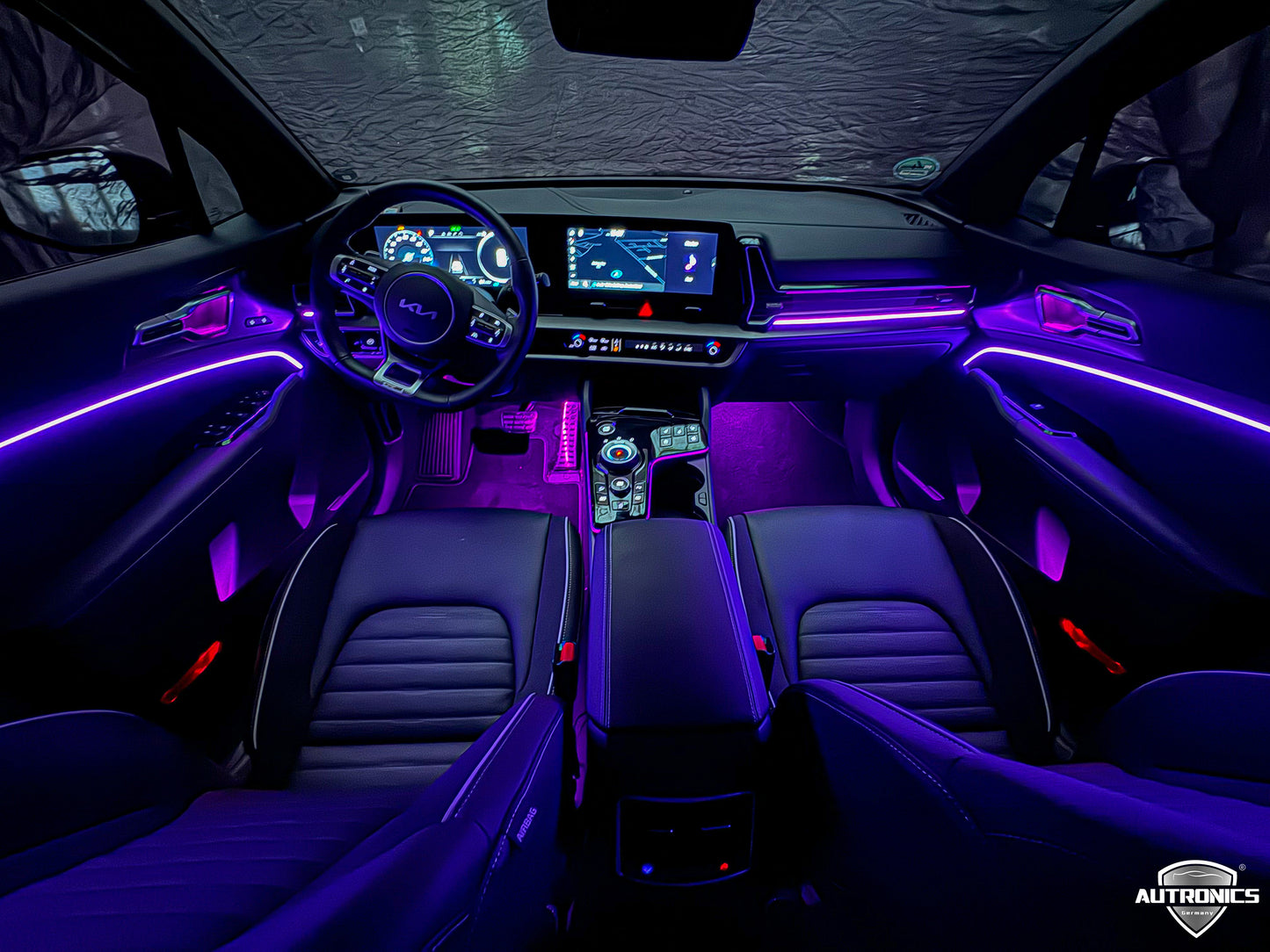 RGB LED Ambientebeleuchtung Auto Komplettset 18-Teiliges Innenraum Licht Kit mit App Steuerung & Montagezubehör Universal