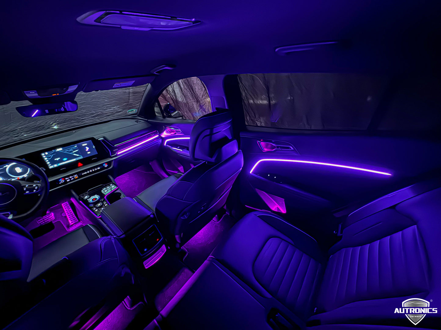 RGB LED Ambientebeleuchtung Auto Komplettset 22-Teiliges Innenraum Licht Kit mit App Steuerung & Montagezubehör Universal