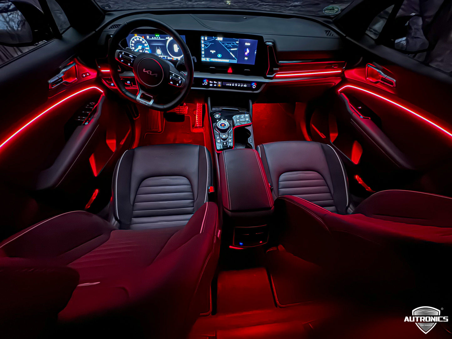 RGB LED Ambientebeleuchtung Auto Komplettset 22-Teiliges Innenraum Licht Kit mit App Steuerung & Montagezubehör Universal