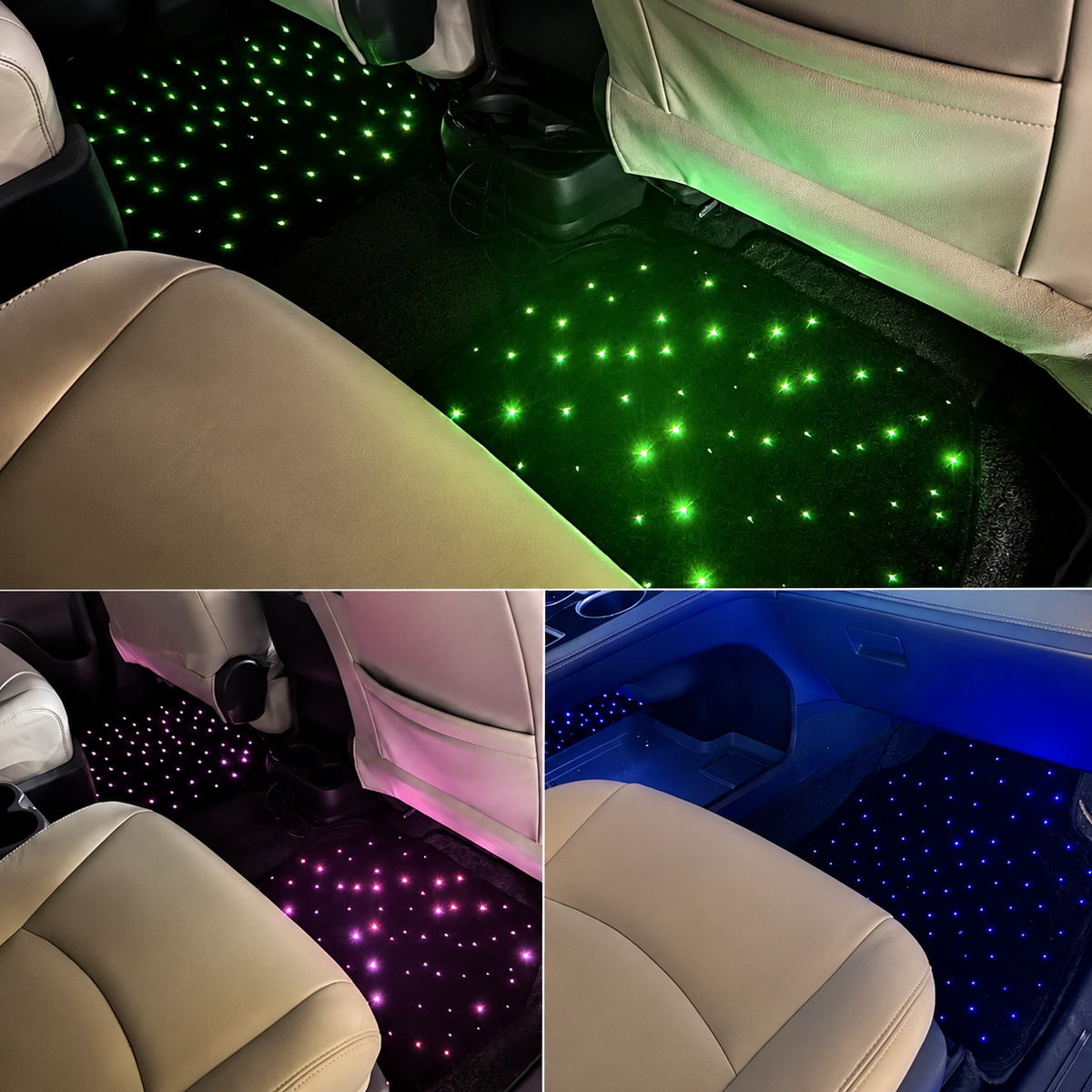 LED Auto Fußmatten RGB mit Sternenhimmel-Effekt Universelle LED Fußraumbeleuchtung für alle Fahrzeuge 64 Farben App- & Fernbedienung