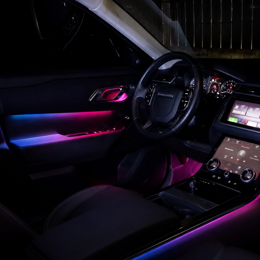 Ambientebeleuchtung 64 Farben Komplettset für Range Rover Velar 2017–2024 Dynamische RGB LED Innenraumbeleuchtung mit App-Steuerung