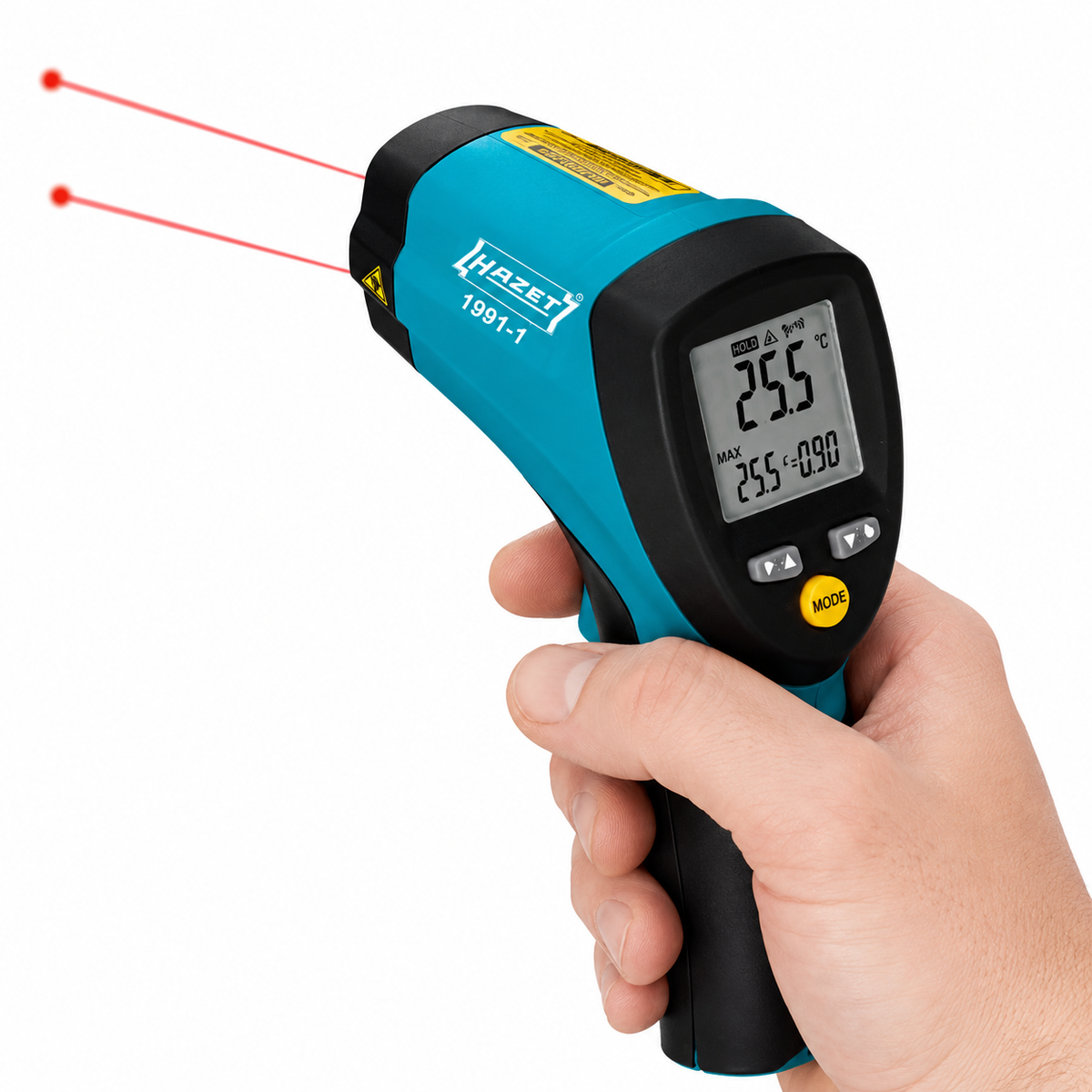 HAZET 1991-1 Infrarot-Thermometer –50 bis +550°C Doppel-Laser berührungsloses Temperaturmessgerät für Auto Werkstatt Heizung Klima