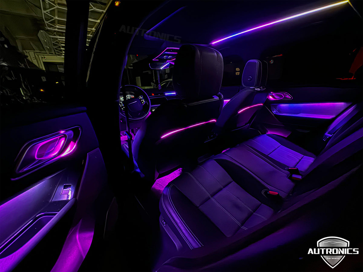Ambientebeleuchtung 64 Farben Komplettset für Range Rover Velar 2017–2024 Dynamische RGB LED Innenraumbeleuchtung mit App-Steuerung