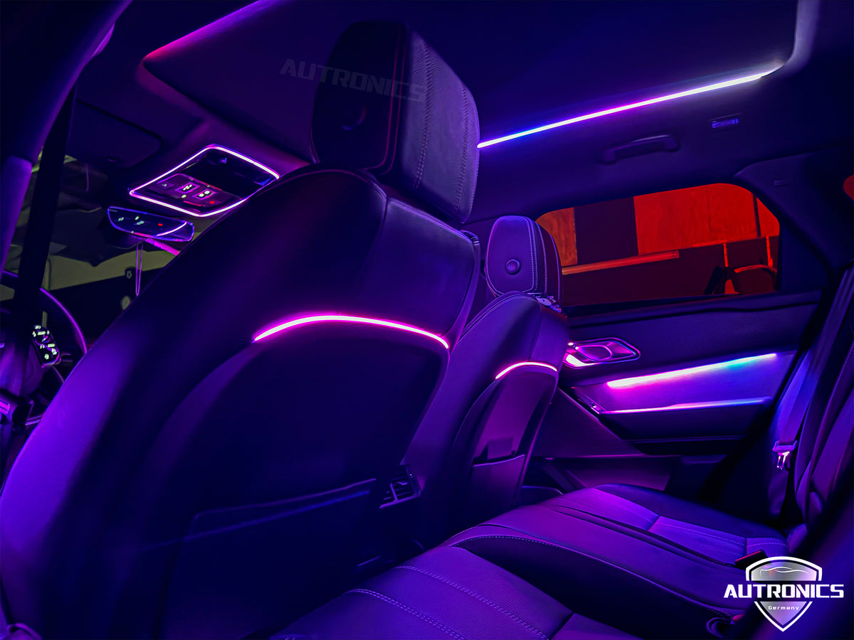 Ambientebeleuchtung 64 Farben Komplettset für Range Rover Velar 2017–2024 Dynamische RGB LED Innenraumbeleuchtung mit App-Steuerung
