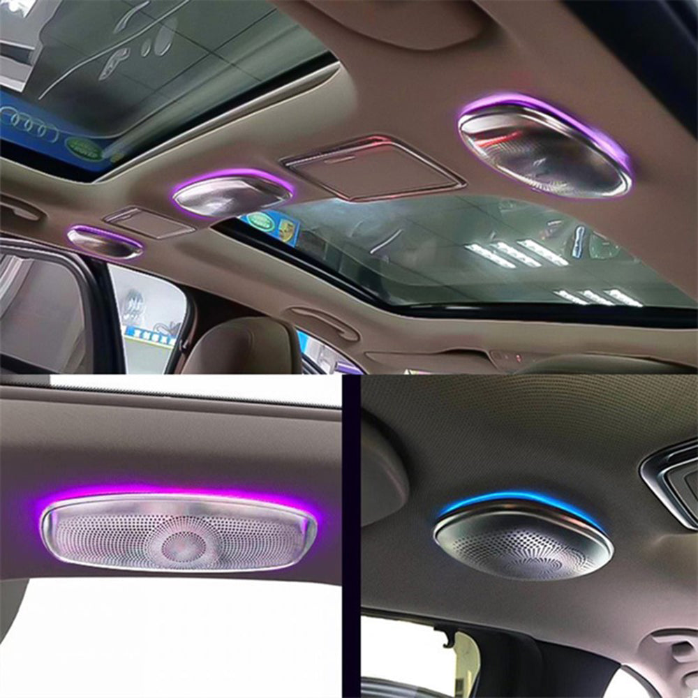 LED RGB Deckenlautsprecher Hochtöner 64 Farben für Mercedes-Benz E/S/G-Klasse W213 W222 W464 beleuchtete Roof Top Lautsprecher Ambientebeleuchtung Nachrüst-Set