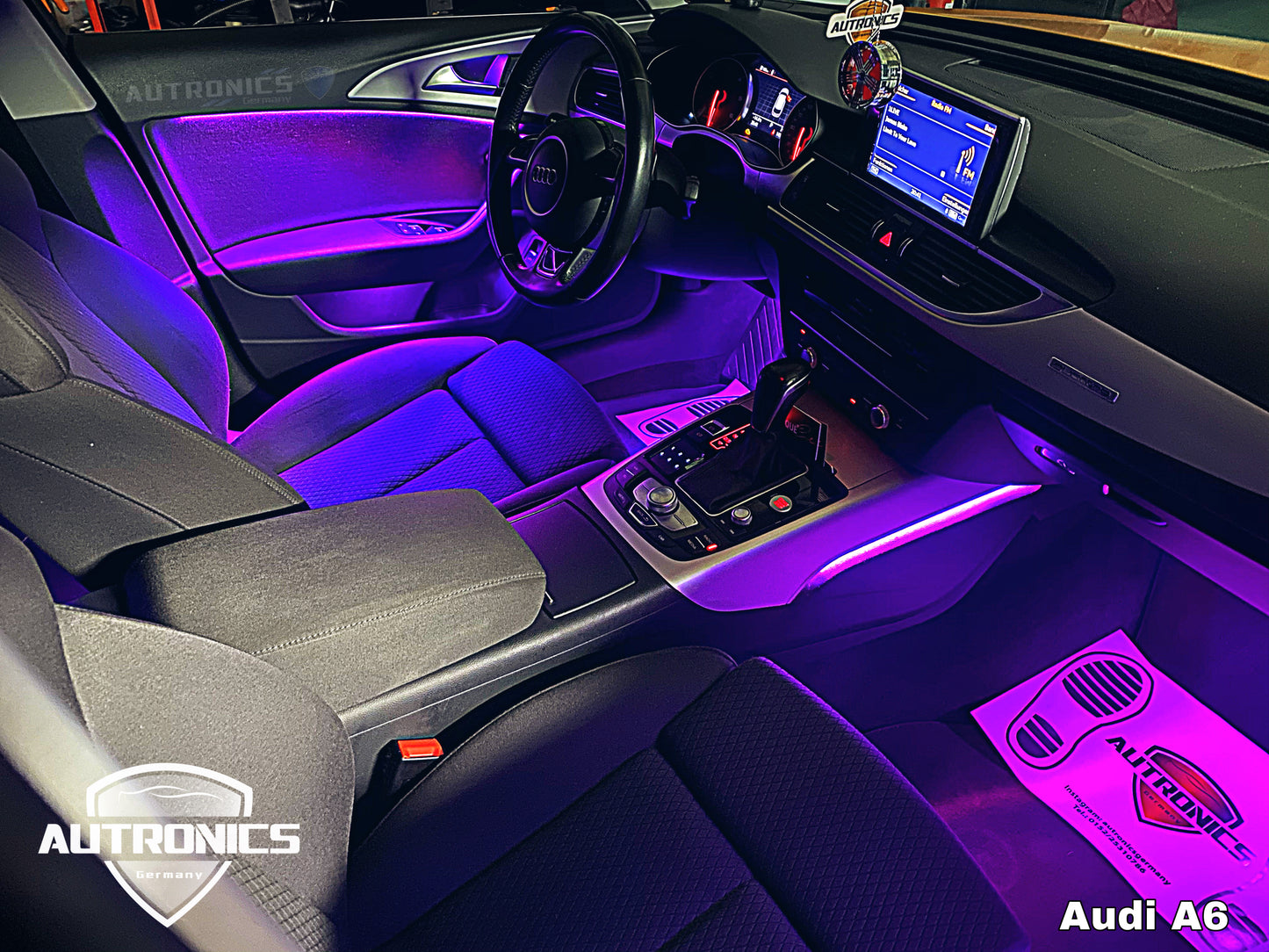 LED Ambientebeleuchtung Audi A6 C7 kaufen Komplettset RGB dynamisch mit Carbon Armatur Leiste Innenraum Beleuchtung Nachrüstung Set