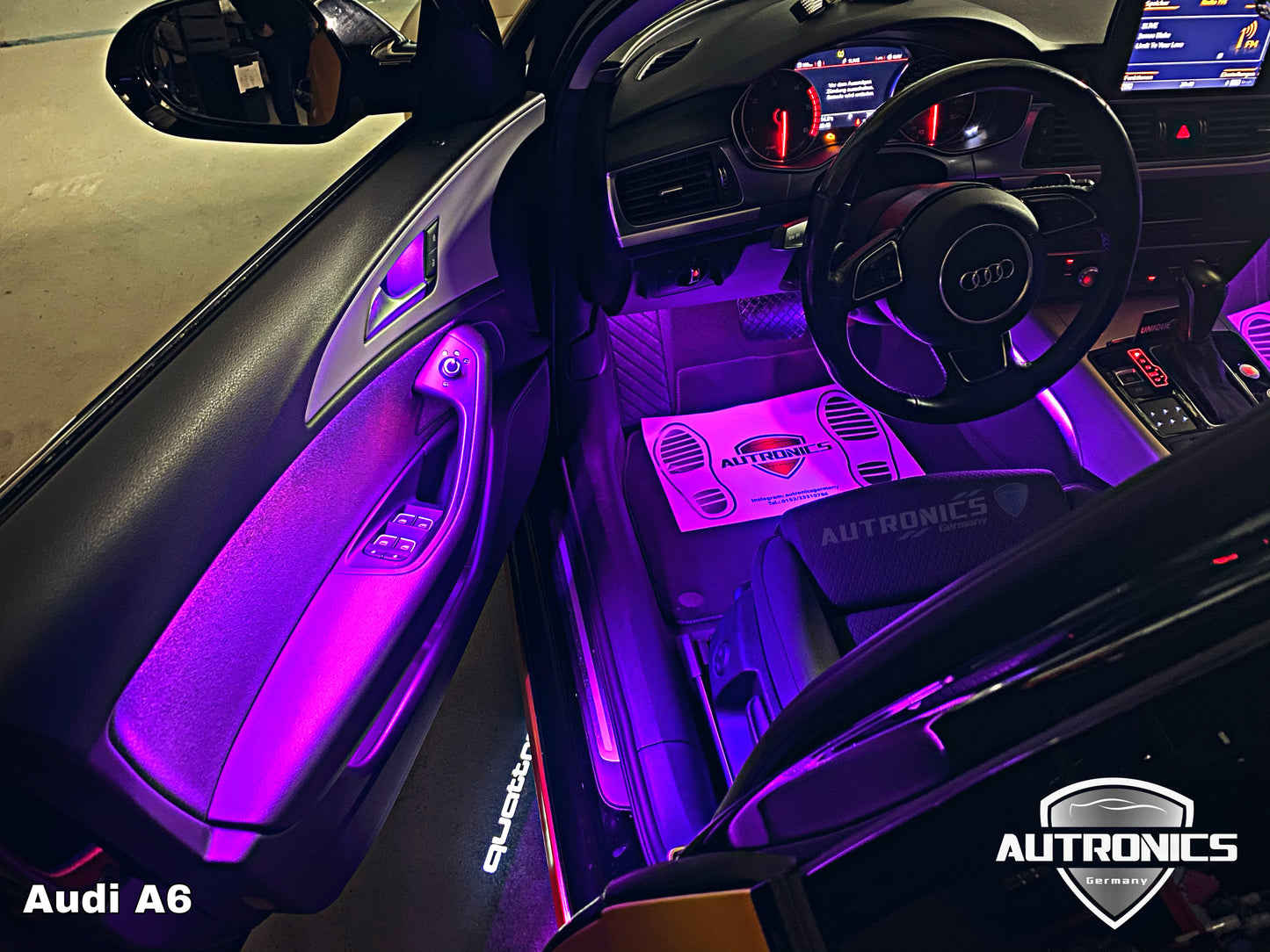 LED Ambientebeleuchtung Audi A6 C7 kaufen Komplettset RGB dynamisch mit Carbon Armatur Leiste Innenraum Beleuchtung Nachrüstung Set