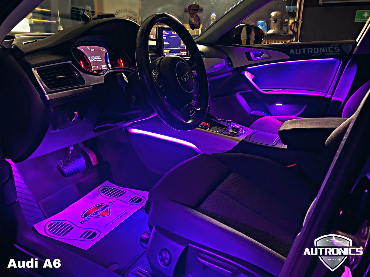 LED Ambientebeleuchtung Audi A6 C7 kaufen Komplettset RGB dynamisch mit Carbon Armatur Leiste Innenraum Beleuchtung Nachrüstung Set