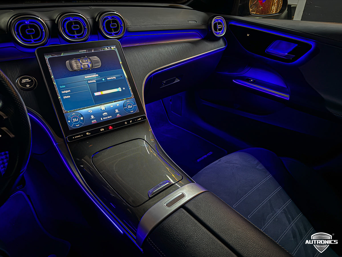 Ambientebeleuchtung Nachrüsten 8-teiliges LED Set mit beleuchteten Lüftungsdüsen Armaturenbrett für Mercedes-Benz C-Klasse W206 MBUX & App-Steuerung
