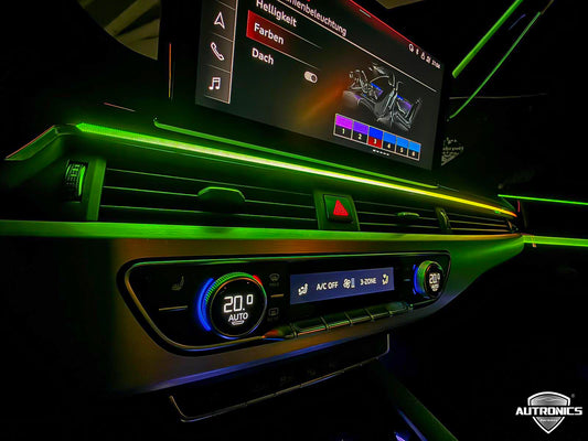 LED Ambientebeleuchtung Audi A5 ab 2016 kaufen Set RGB dynamisch mit Schwarz Hochglanz Zierleisten Innenraum Beleuchtung Nachrüstung