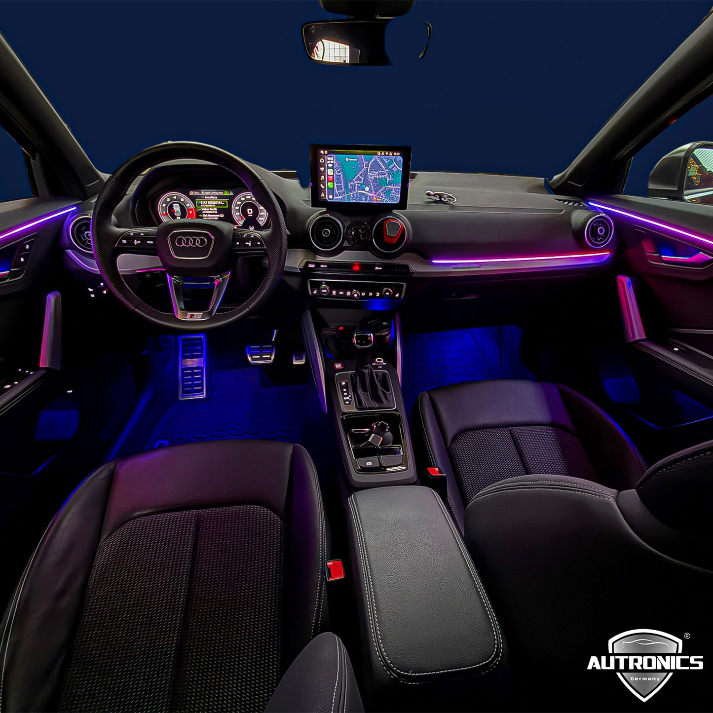 LED Ambientebeleuchtung Audi Q2 kaufen Komplettset RGB dynamisch mit Einbauleisten Innenraum Beleuchtung Nachrüstung Set