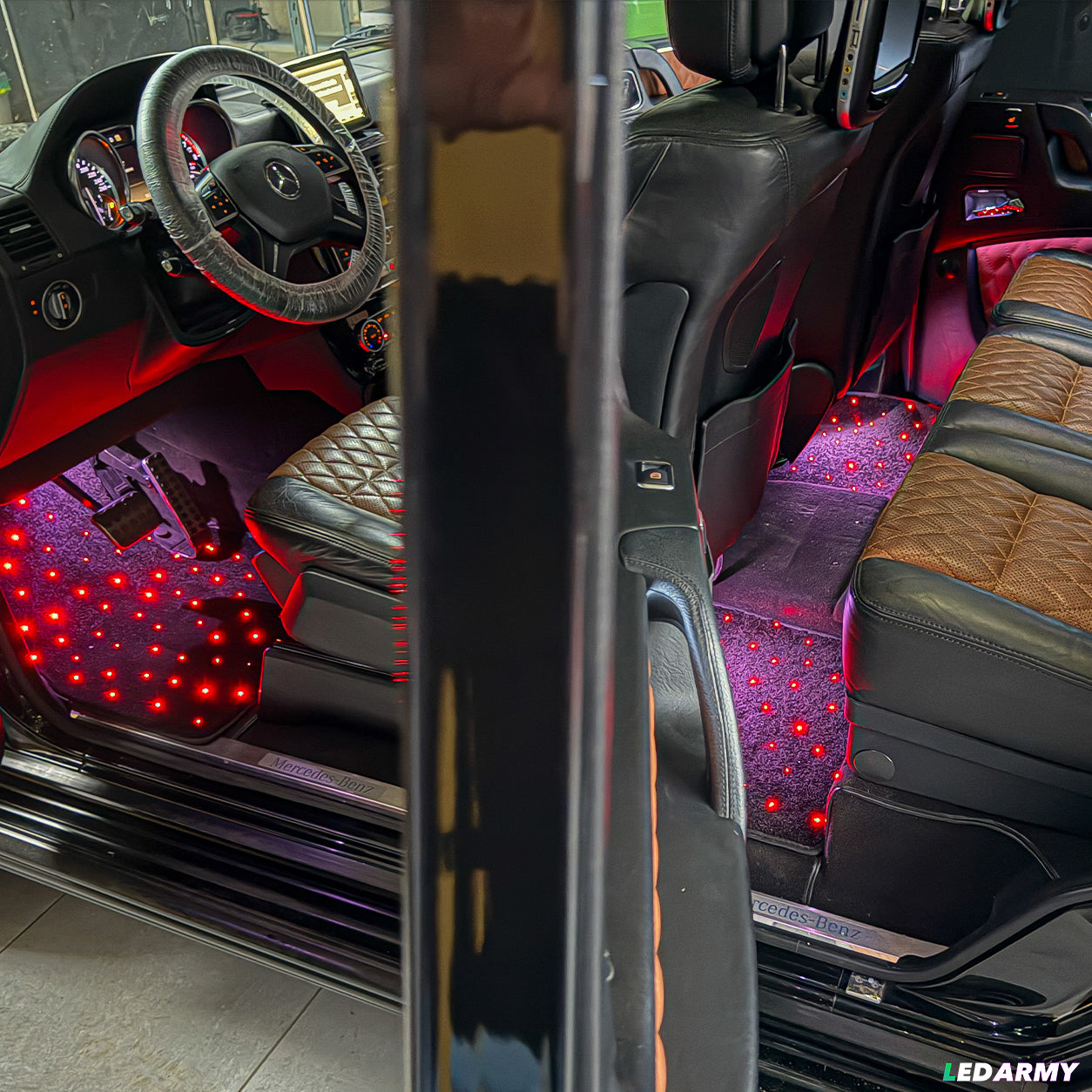 LED Auto Fußmatten RGB mit Sternenhimmel-Effekt Universelle LED Fußraumbeleuchtung für alle Fahrzeuge 64 Farben App- & Fernbedienung