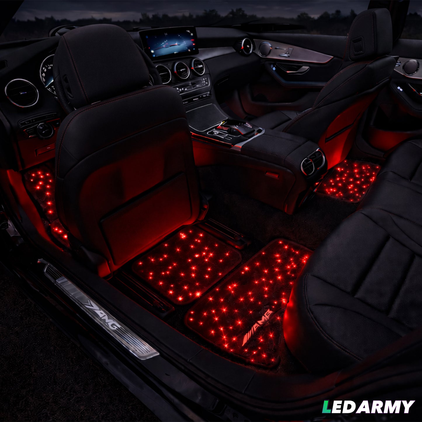LED Auto Fußmatten RGB mit Sternenhimmel-Effekt Universelle LED Fußraumbeleuchtung für alle Fahrzeuge 64 Farben App- & Fernbedienung by Ledarmy