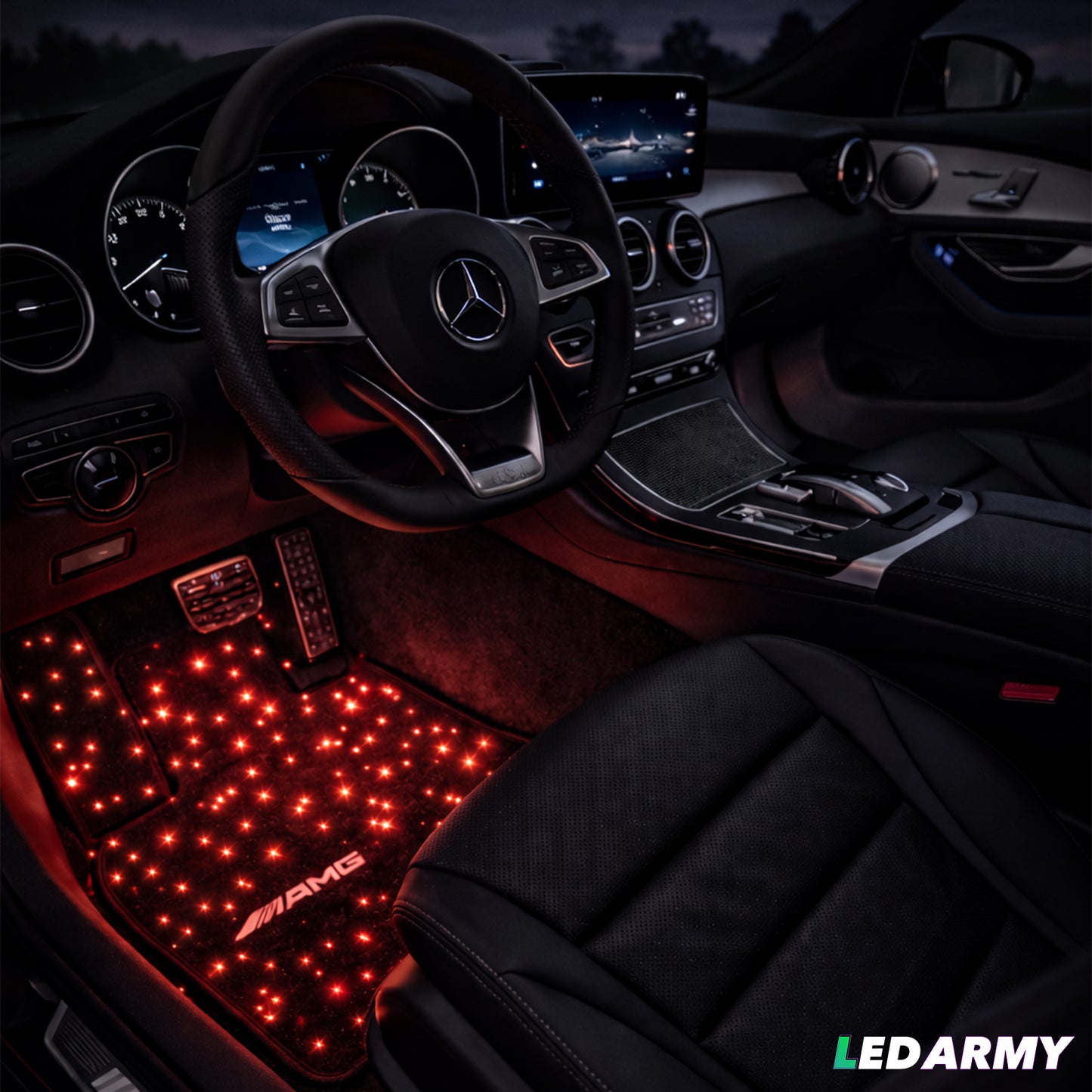 LED Auto Fußmatten RGB mit Sternenhimmel-Effekt Universelle LED Fußraumbeleuchtung für alle Fahrzeuge 64 Farben App- & Fernbedienung by Ledarmy