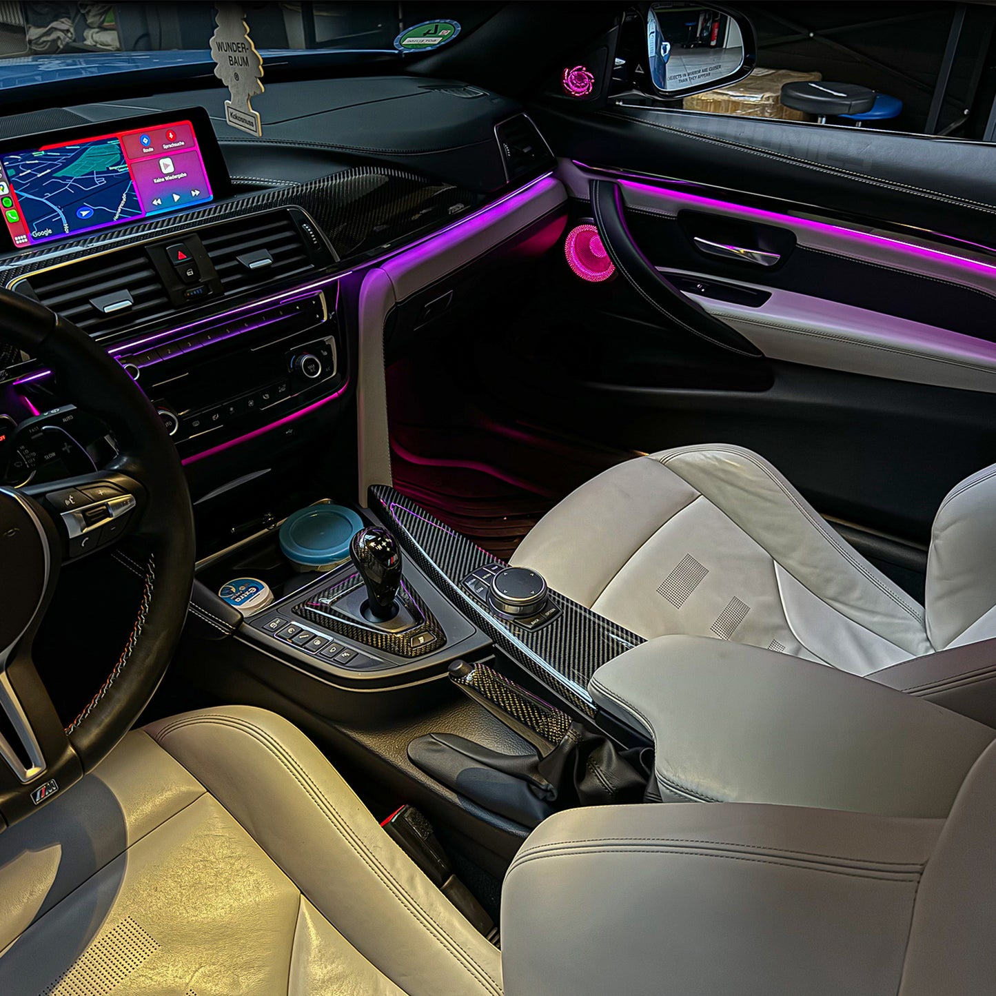 RGB LED Ambientebeleuchtung Auto Komplettset 18-Teiliges Innenraum Licht Kit mit App Steuerung & Montagezubehör Universal