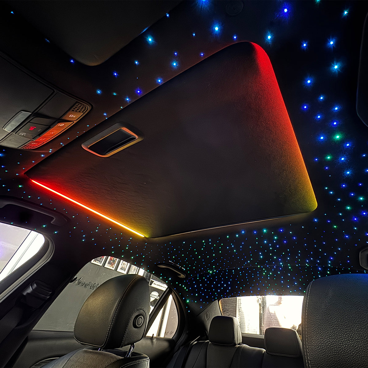RGB LED Panoramadach Beleuchtung Set 64 Farben Universal Auto Panorama Dach Ambientebeleuchtung Nachrüst Kit mit App Steuerung