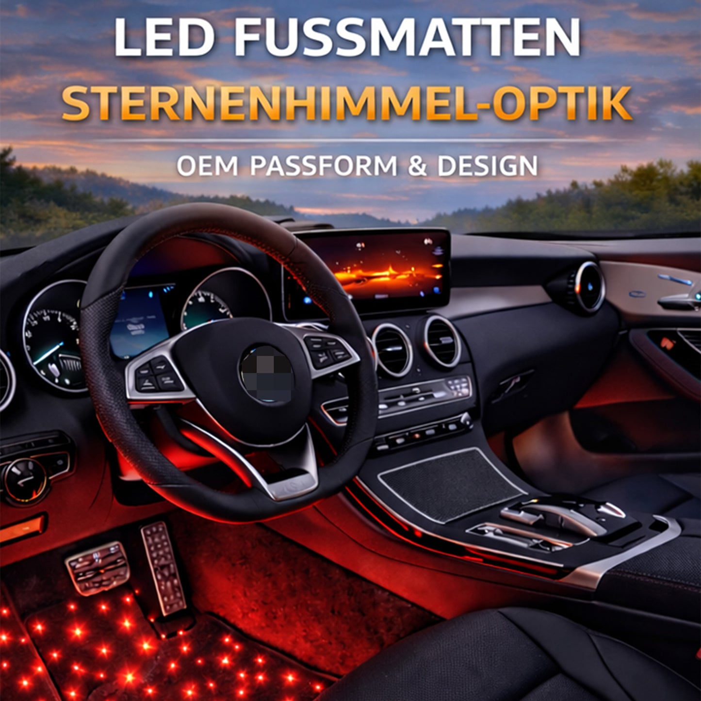 LED Auto Fußmatten RGB mit Sternenhimmel-Effekt Universelle LED Fußraumbeleuchtung für alle Fahrzeuge 64 Farben App- & Fernbedienung by Ledarmy