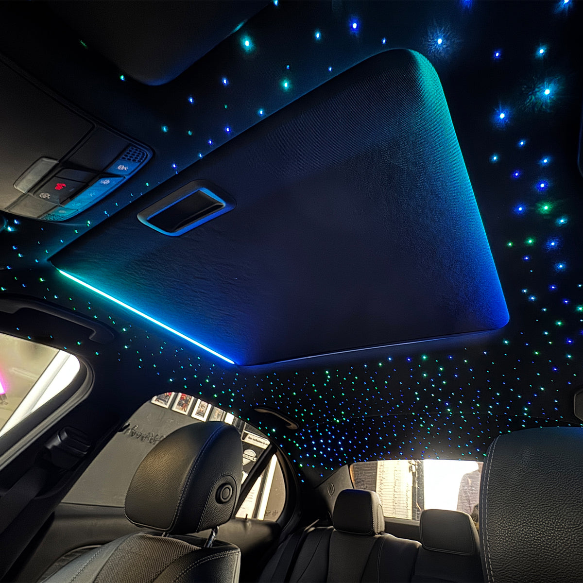 RGB LED Panoramadach Beleuchtung Set 64 Farben Universal Auto Panorama Dach Ambientebeleuchtung Nachrüst Kit mit App Steuerung