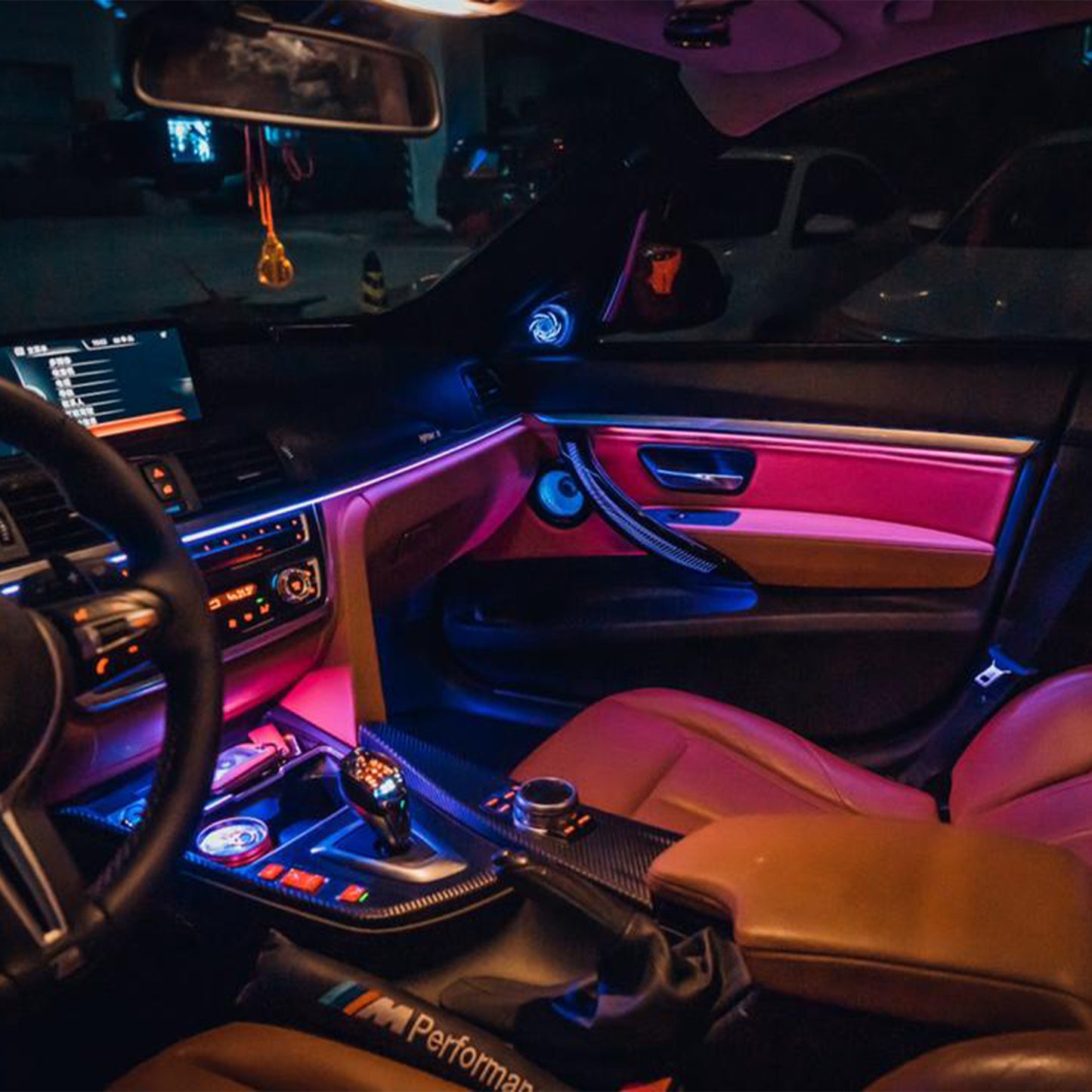 RGB LED Ambientebeleuchtung Auto Komplettset 18-Teiliges Innenraum Licht Kit mit App Steuerung & Montagezubehör Universal