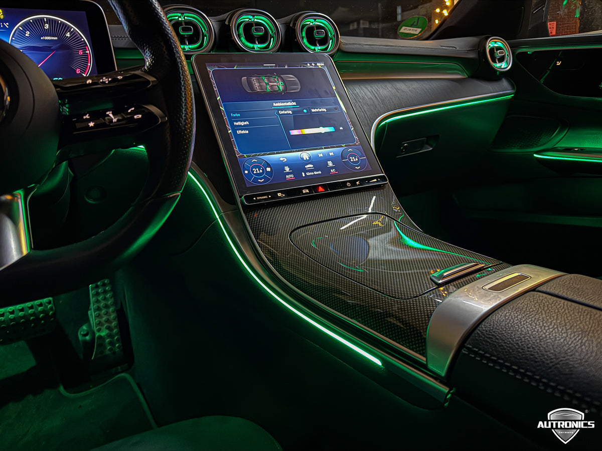 Ambientebeleuchtung Nachrüsten 8-teiliges LED Set mit beleuchteten Lüftungsdüsen Armaturenbrett für Mercedes-Benz C-Klasse W206 MBUX & App-Steuerung