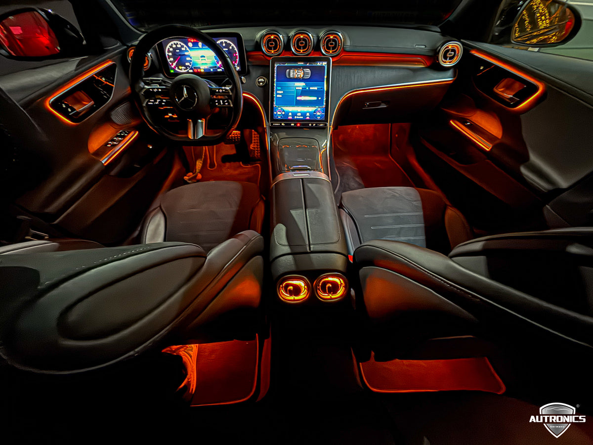 Ambientebeleuchtung Nachrüsten 8-teiliges LED Set mit beleuchteten Lüftungsdüsen Armaturenbrett für Mercedes-Benz C-Klasse W206 MBUX & App-Steuerung