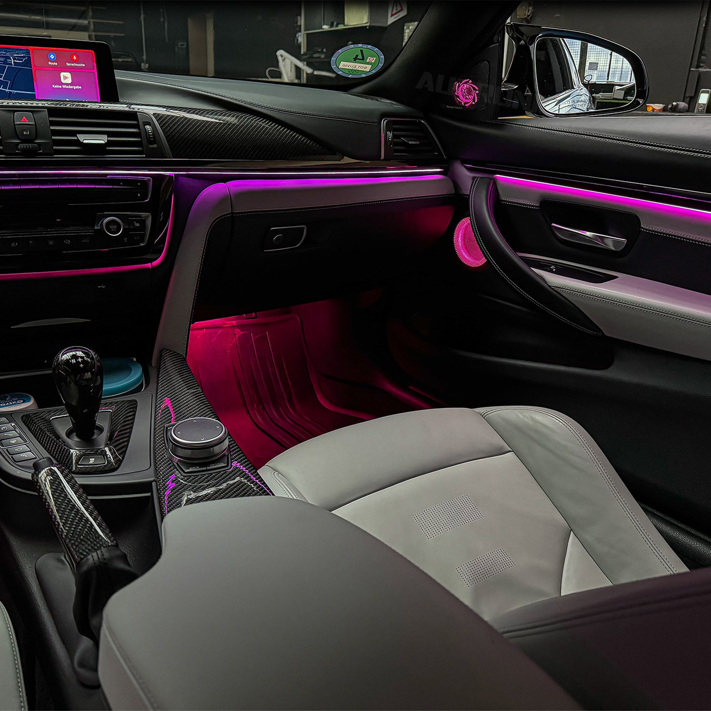 RGB LED Ambientebeleuchtung Auto Komplettset 18-Teiliges Innenraum Licht Kit mit App Steuerung & Montagezubehör Universal